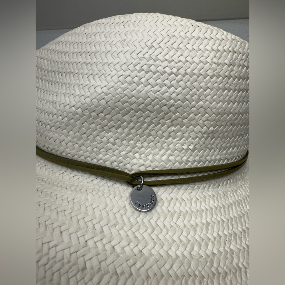 rag & bone White Straw Fedora with Brown Band - Picture 3 of 9